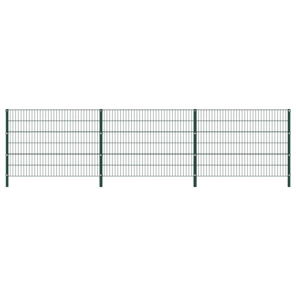vidaXL Ograjni paneli s stebrički železo 5,1x1,2 m zeleni