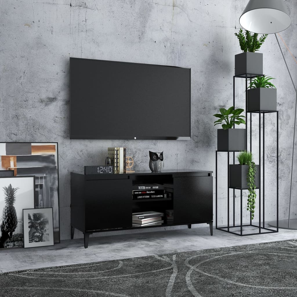 vidaXL TV omarica s kovinskimi nogami črna 103,5x35x50 cm