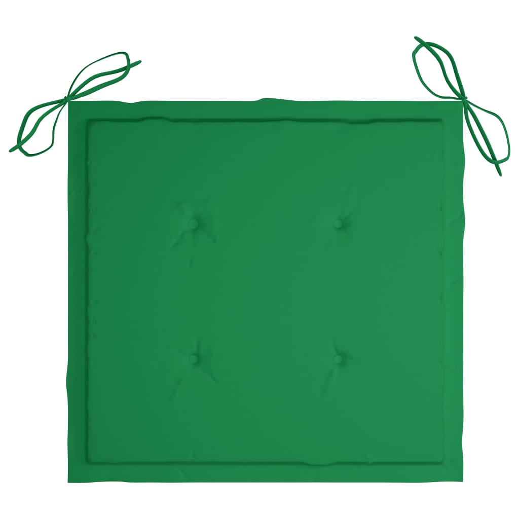 vidaXL Gugalnik z zeleno blazino trdna tikovina