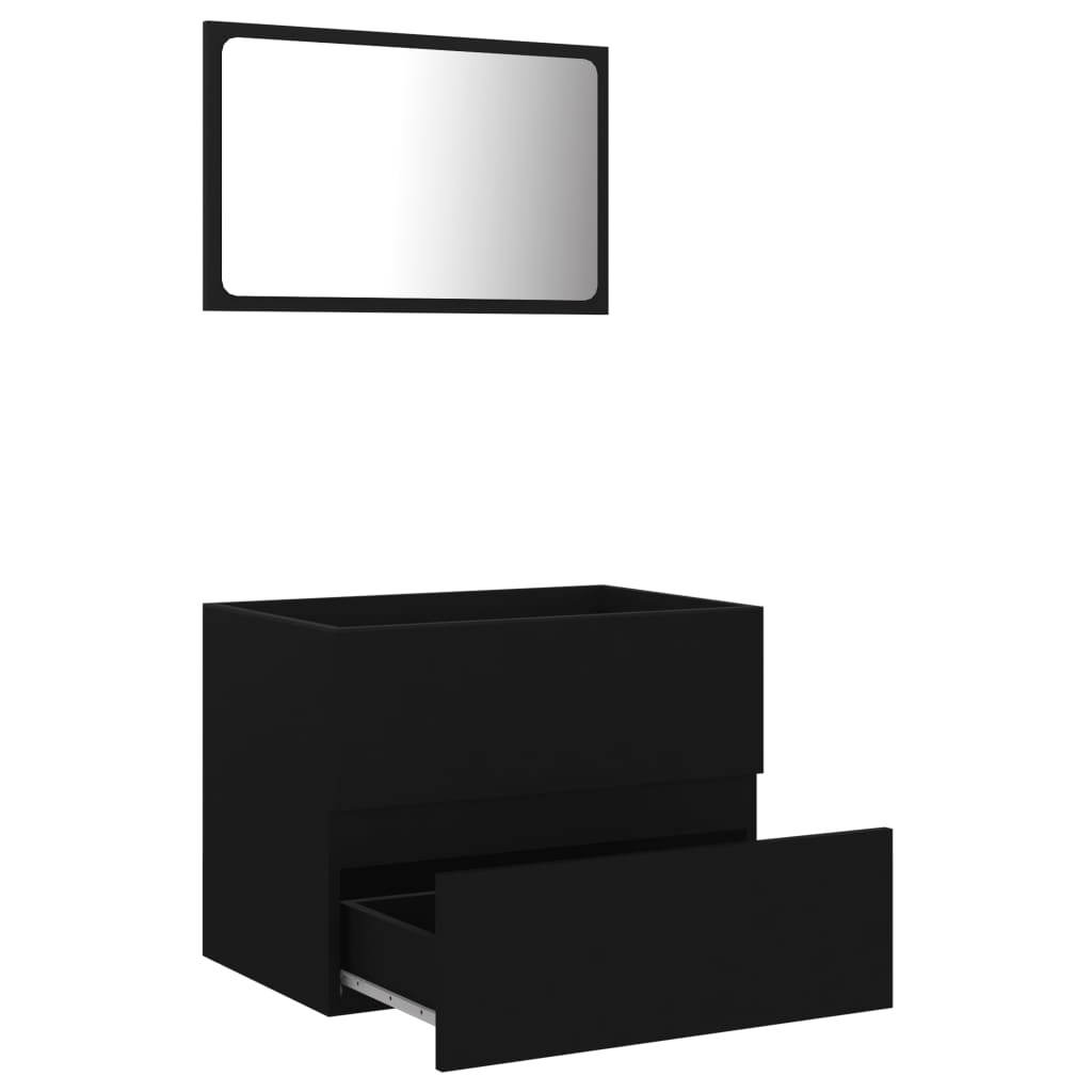 vidaXL Kopalniško pohištvo 2 kosa črne barve iverna plošča