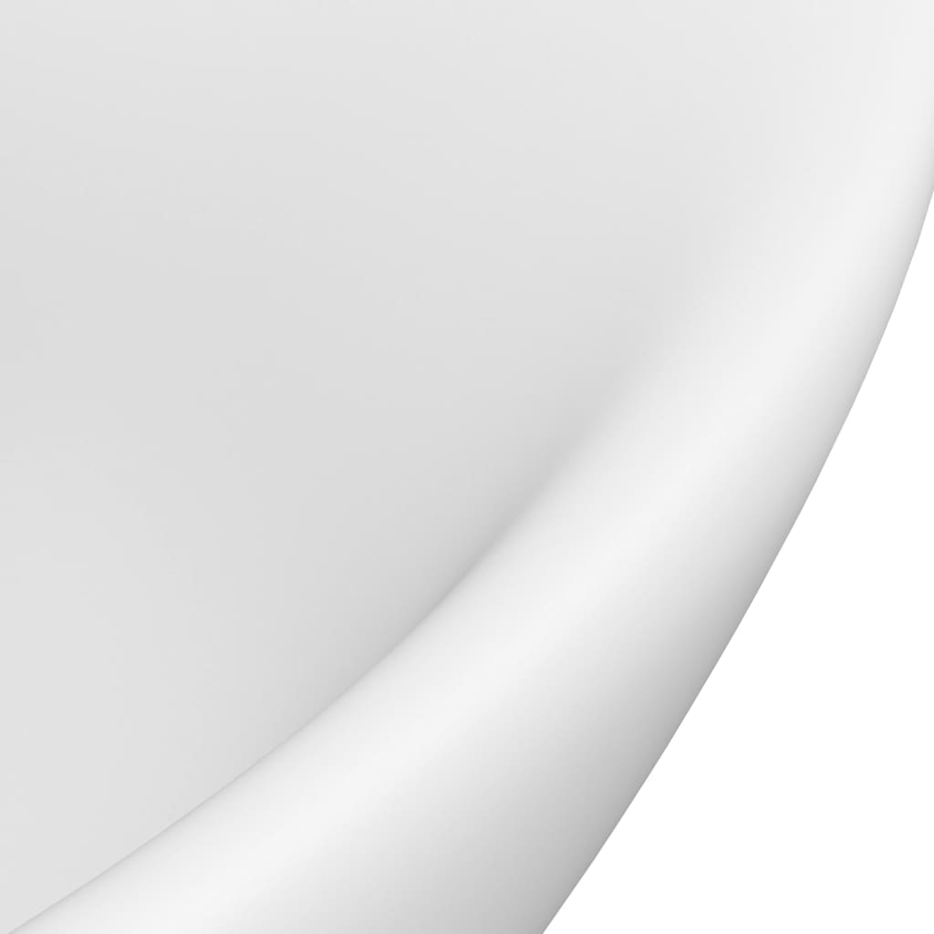 vidaXL Razkošen umivalnik ovalen mat bel 58,5x39 cm keramika