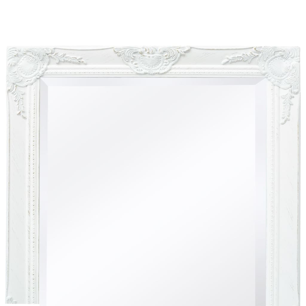 vidaXL Stensko Ogledalo Baročni Stil 120x60 cm Bele Barve