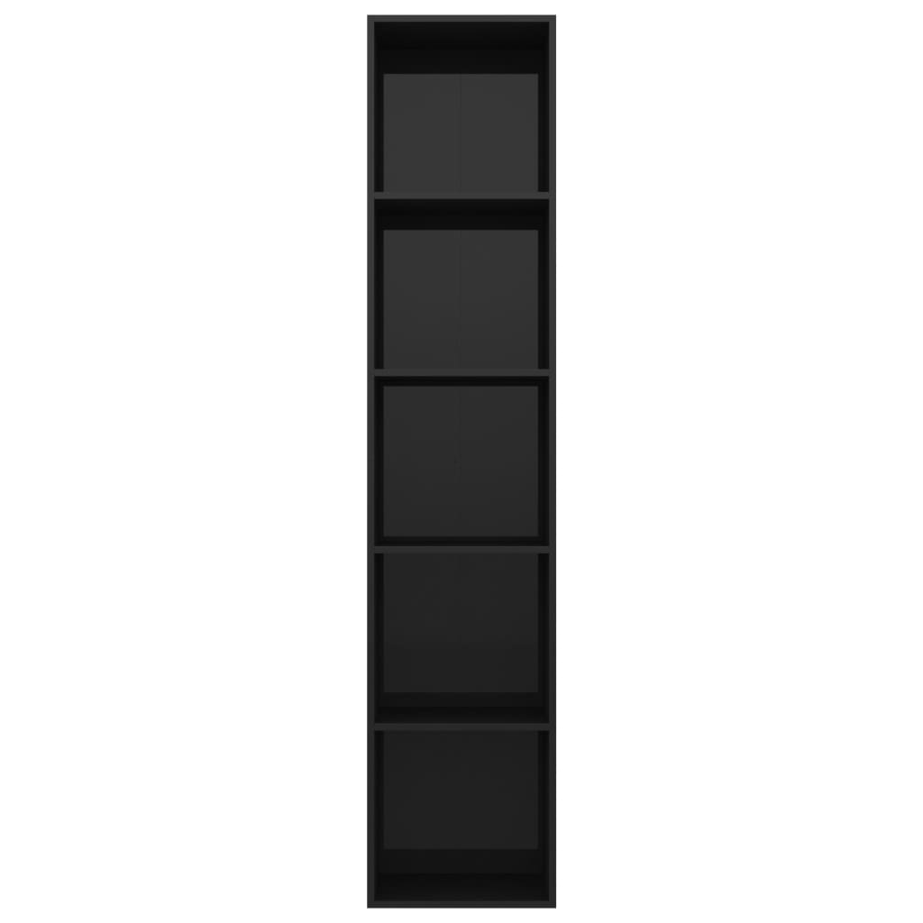 vidaXL Knjižna omara visok sijaj črna 40x30x189 cm iverna plošča
