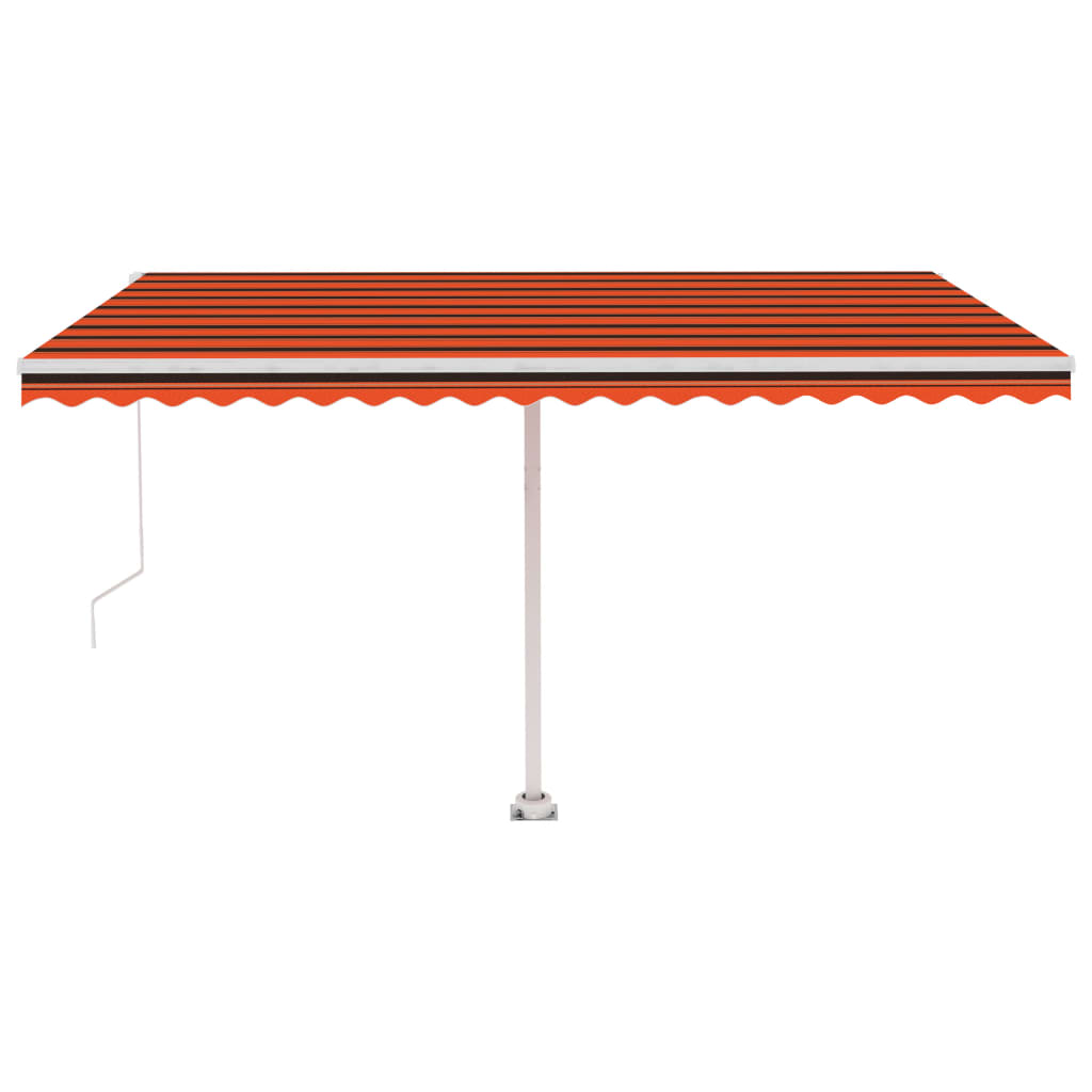 vidaXL Ročno zložljiva tenda z LED lučmi 400x300 cm oranžna in rjava