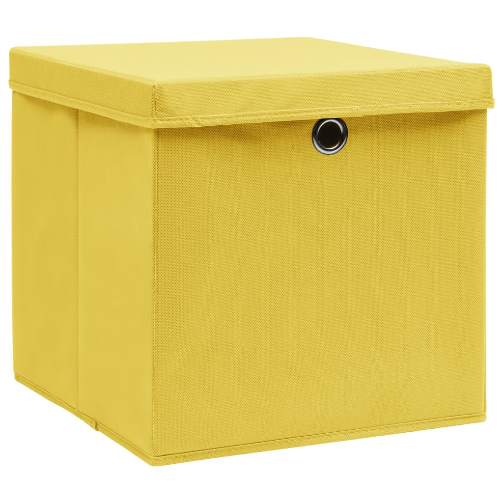 vidaXL Škatle s pokrovi 4 kosi 28x28x28 cm rumene
