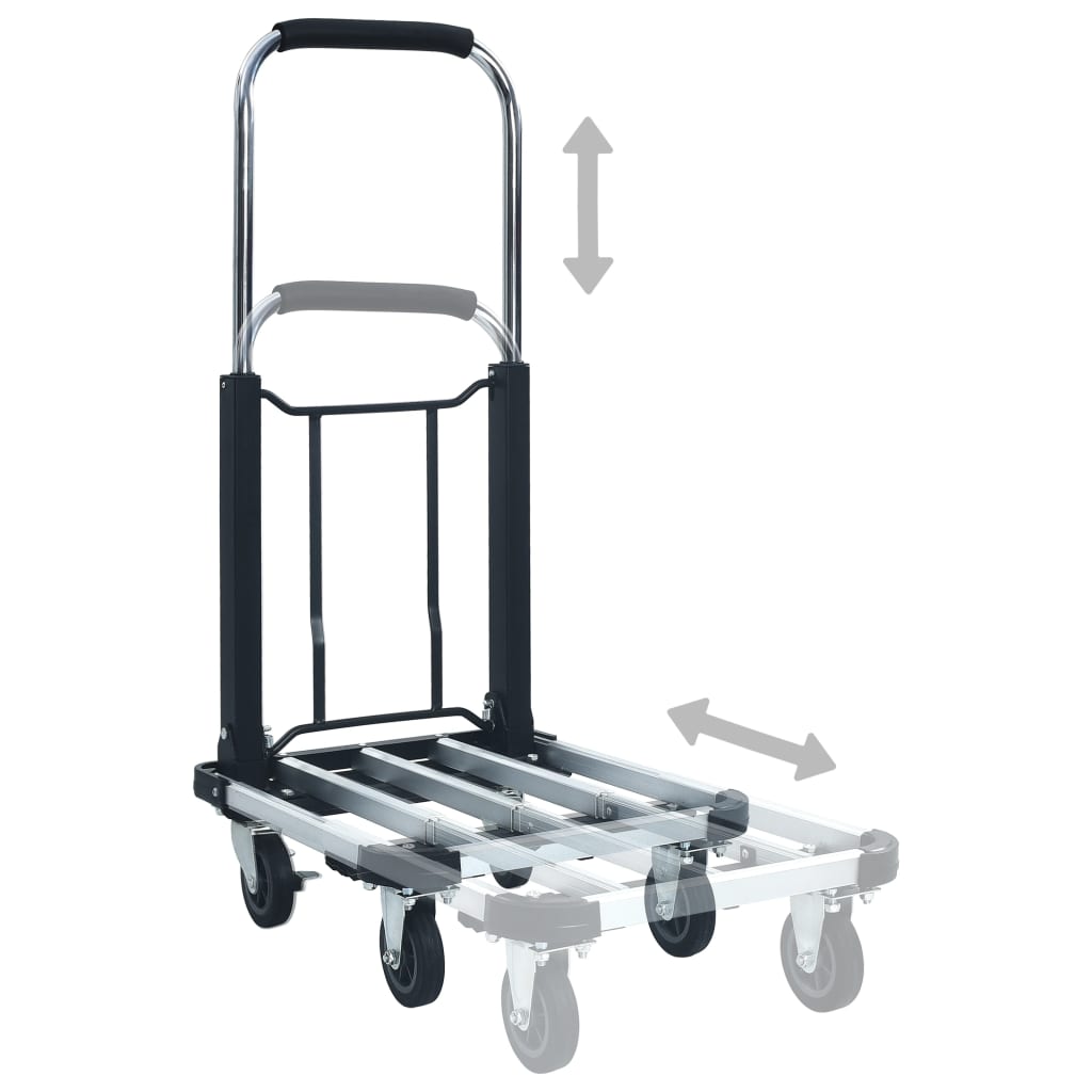 vidaXL Zložljiv transportni voziček 150 kg aluminij srebrn