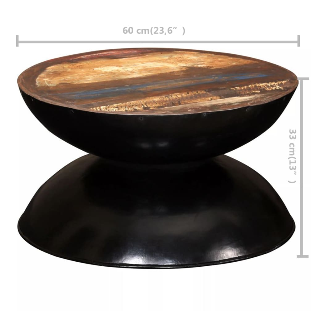 vidaXL Klubska mizica trden predelan les črna osnova 60x60x33 cm