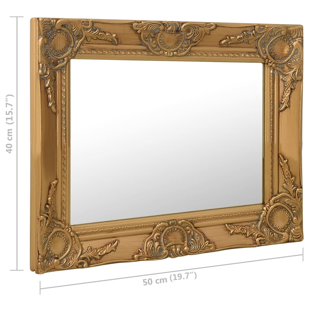 vidaXL Stensko ogledalo v baročnem stilu 50x40 cm zlato
