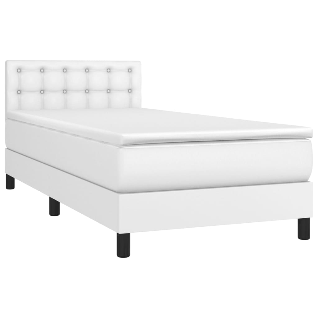 vidaXL Box spring postelja z vzmetnico bela 80x200 cm umetno usnje