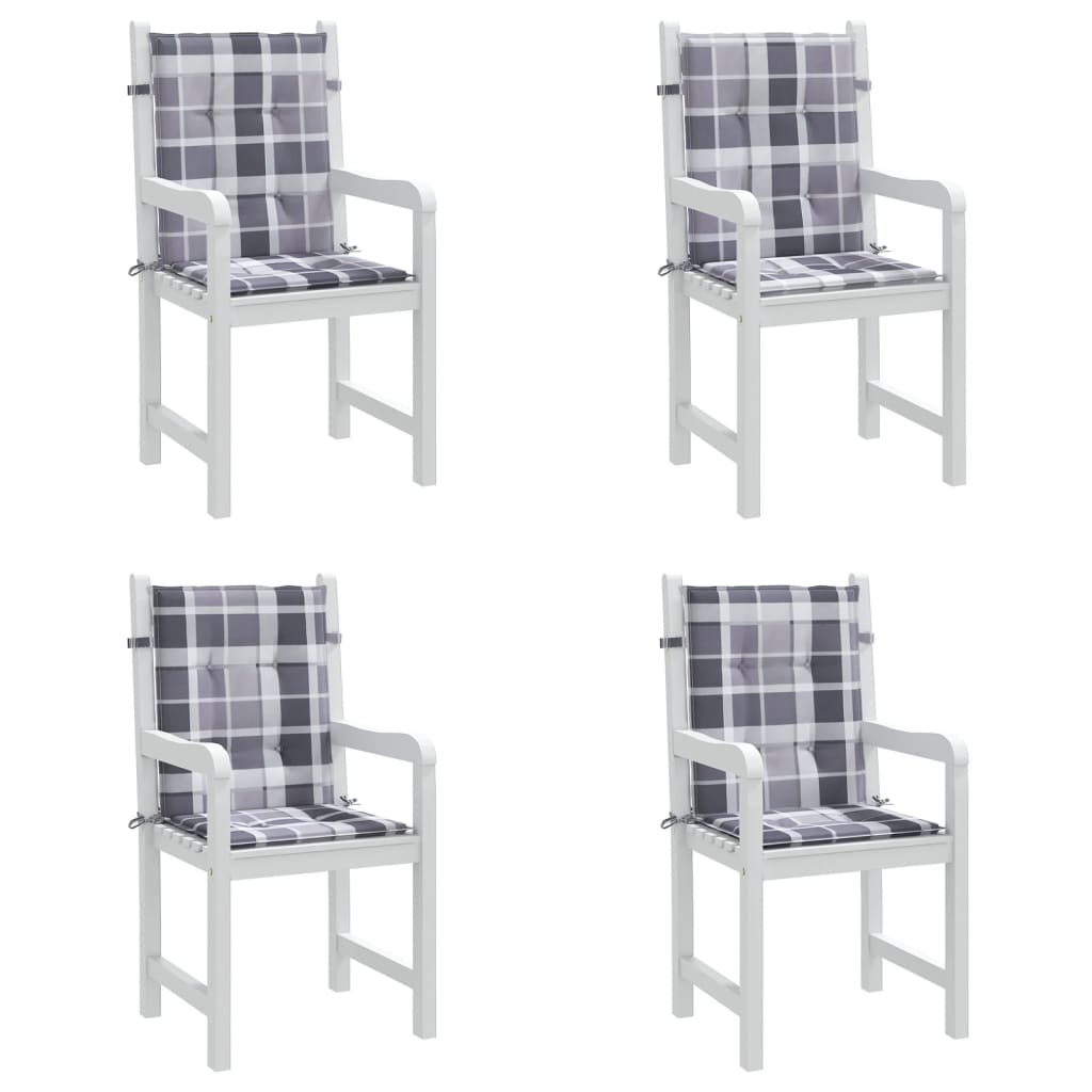 vidaXL Blazine za vrtne stole 4 kosi sive karo 100x50x3 cm oxford