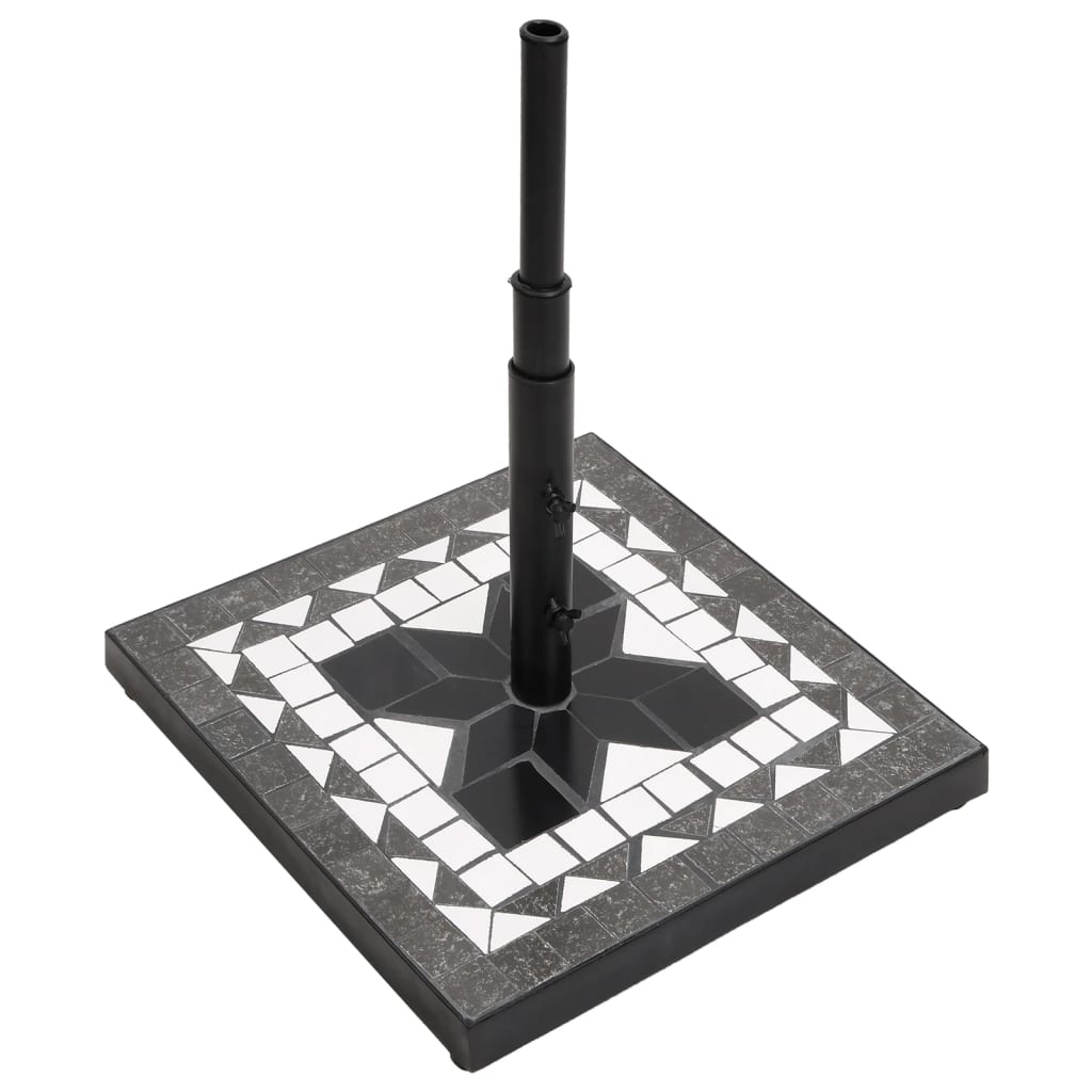 vidaXL Podstavek za senčnik črn in bel kvadraten 12 kg