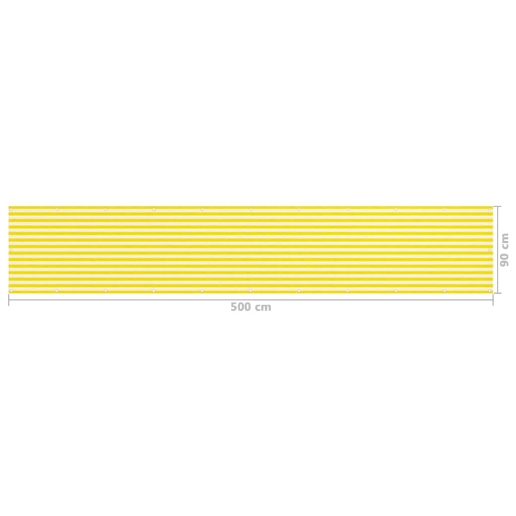 vidaXL Balkonsko platno rumeno in belo 90x500 cm HDPE