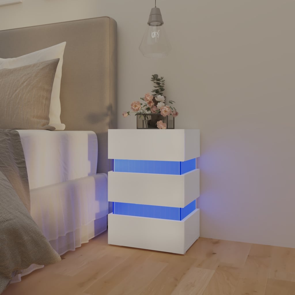 vidaXL LED nočna omarica bela 45x35x67 cm inženirski les