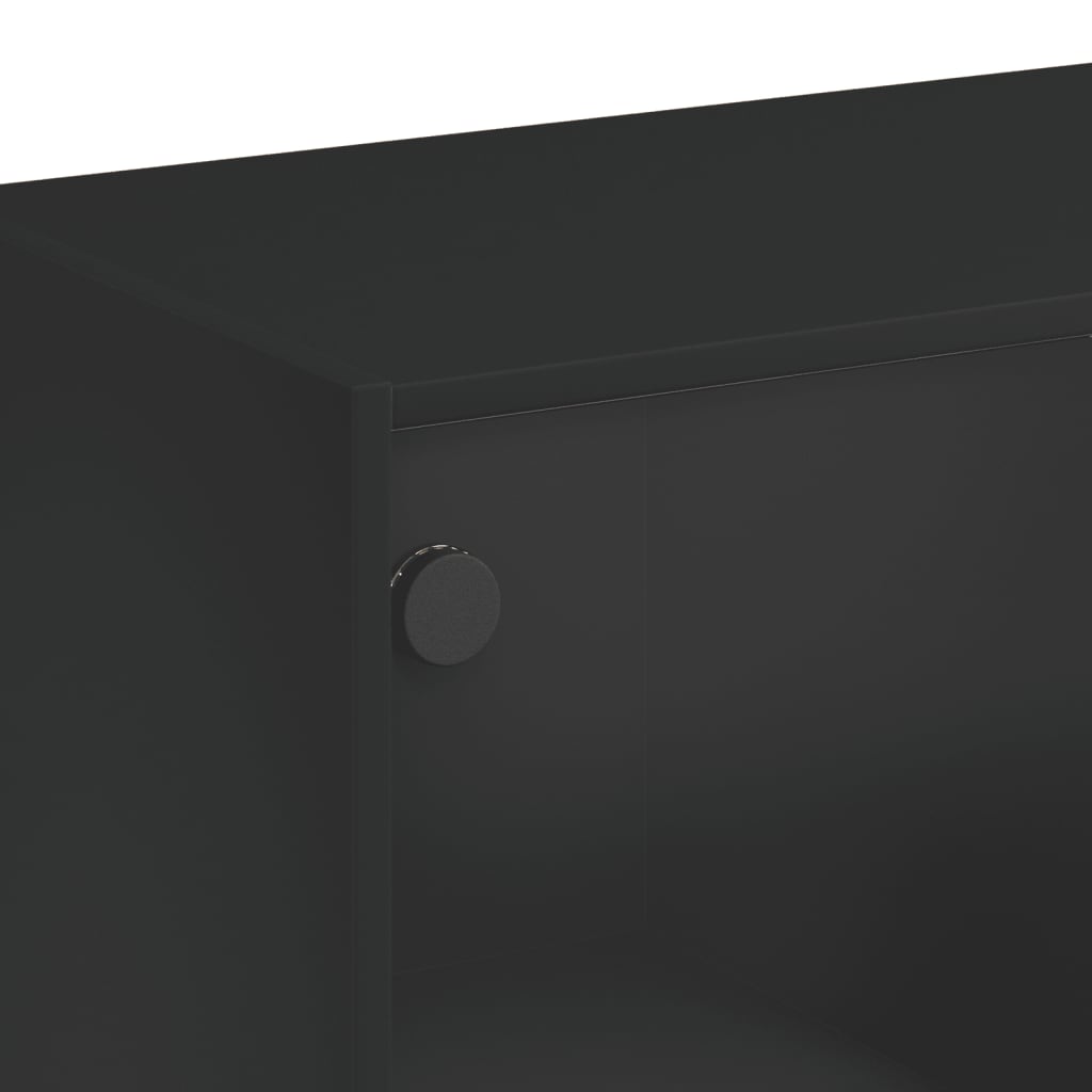 vidaXL Klubska mizica s steklenimi vrati črna 102x50x42 cm