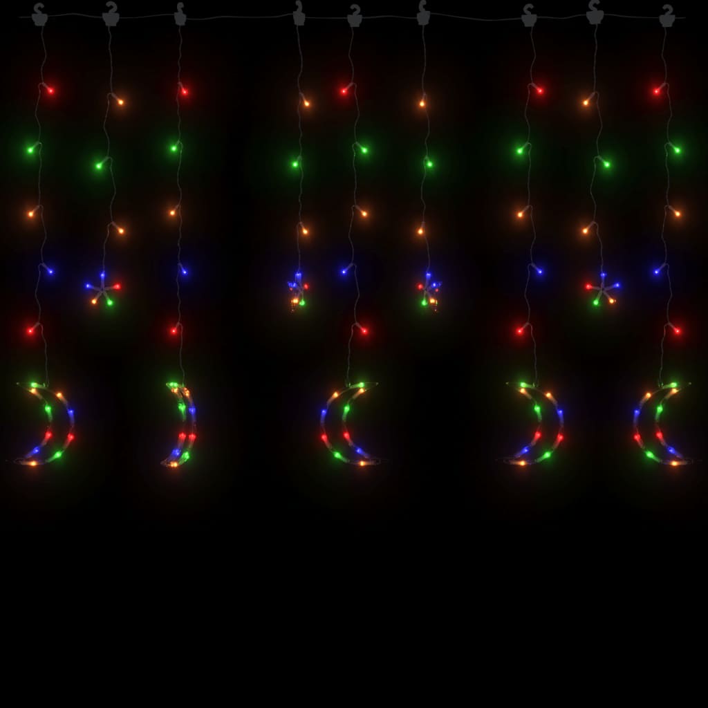 vidaXL Okrasne lučke zvezde in lune z daljincem 138 LED lučk barvne