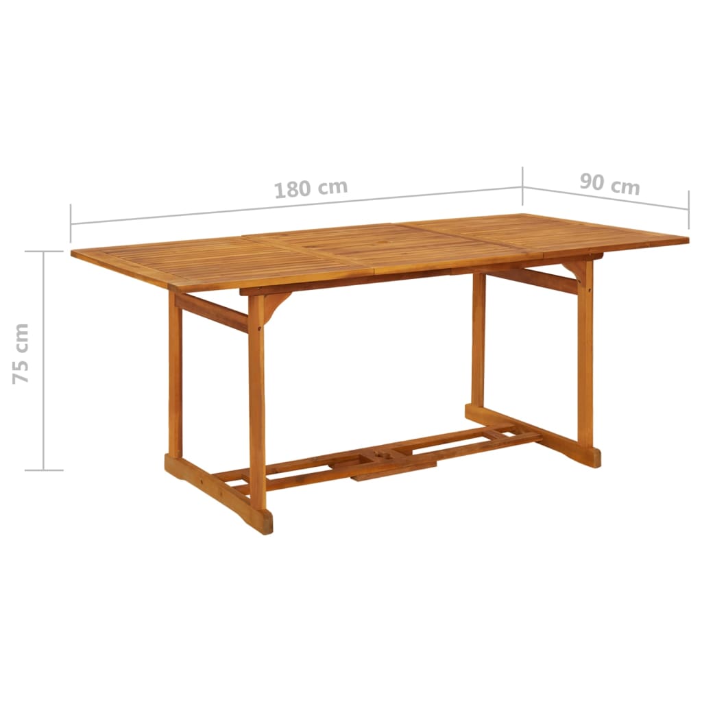 vidaXL Vrtna jedilna miza 180x90x75 cm trden akacijev les