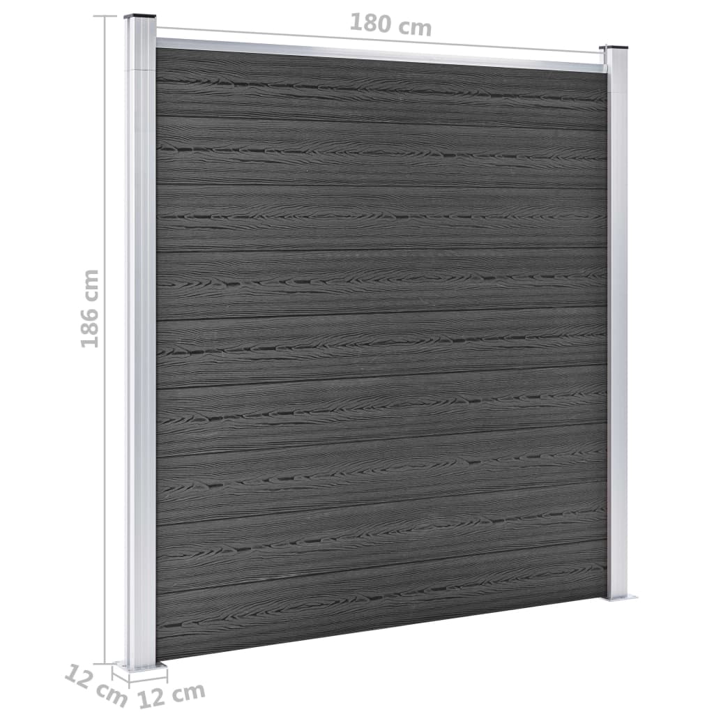 vidaXL Komplet ograjnih panelov WPC 1391x186 cm črn