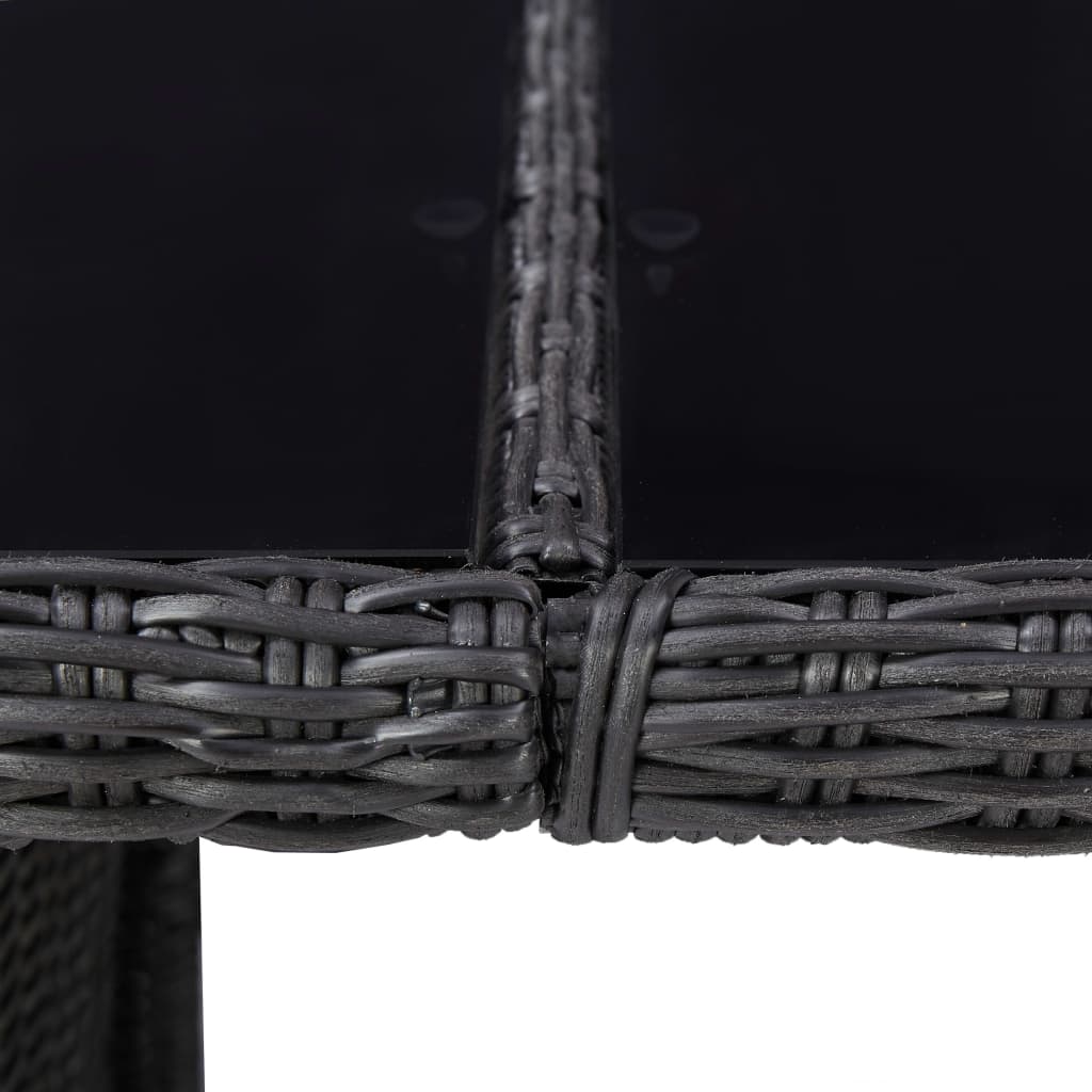 vidaXL Zunanja jedilna garnitura 9-delna poli ratan črna