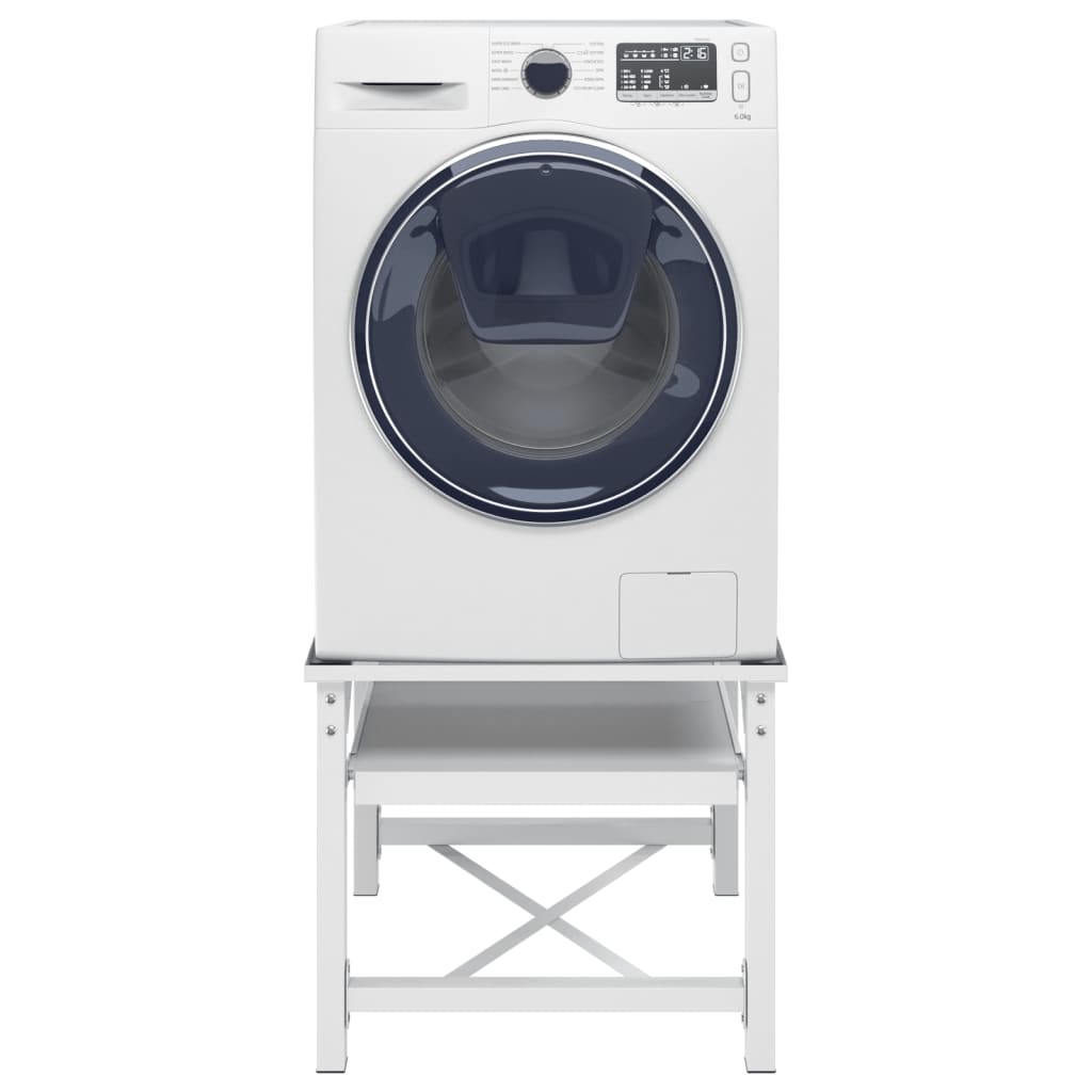 vidaXL Podstavek za pralni stroj z izvlečno polico bel