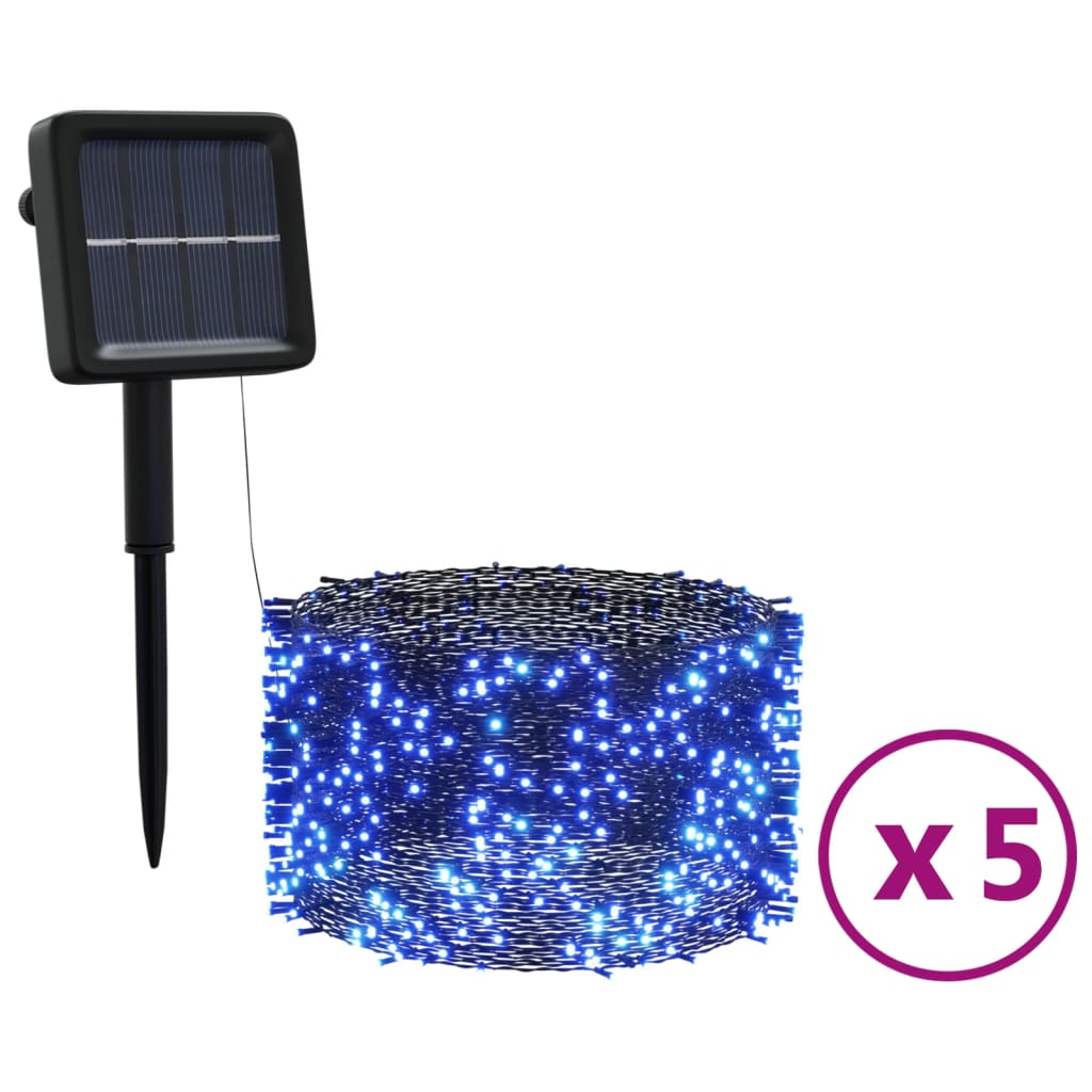vidaXL Solarne svetlobne verige 5 kosov 5x200 LED modre