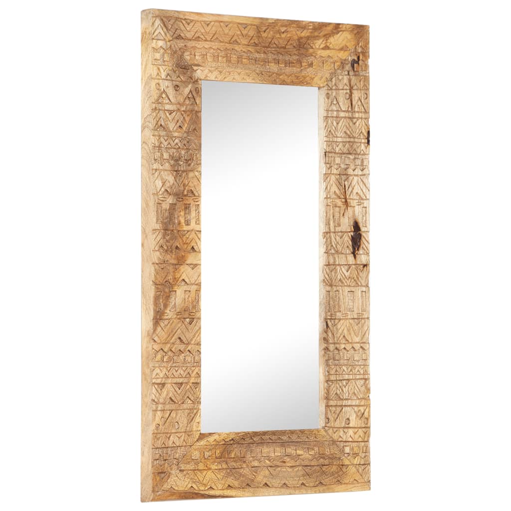 vidaXL Ročno izrezljano ogledalo 80x50x2,5 cm trden mangov les
