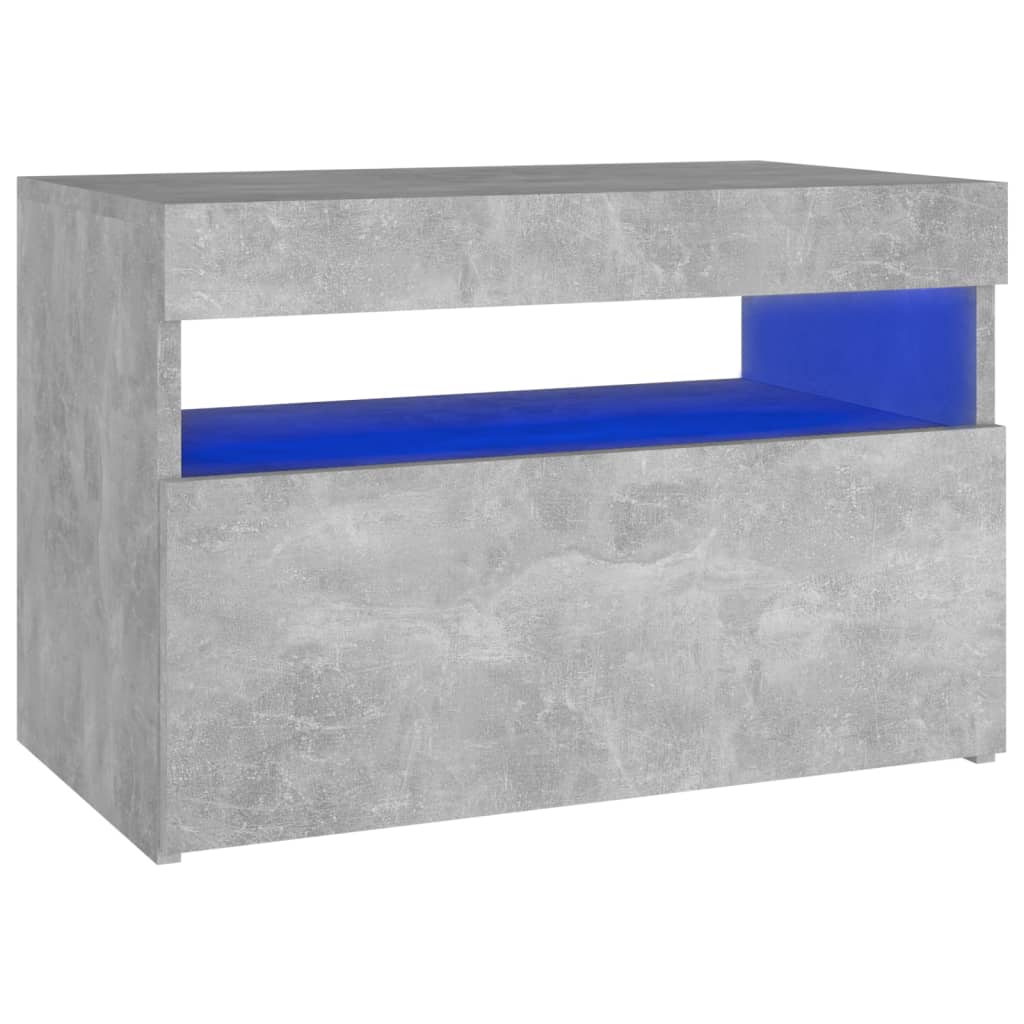 vidaXL Nočna omarica z LED lučkami betonsko siva 60x35x40 cm