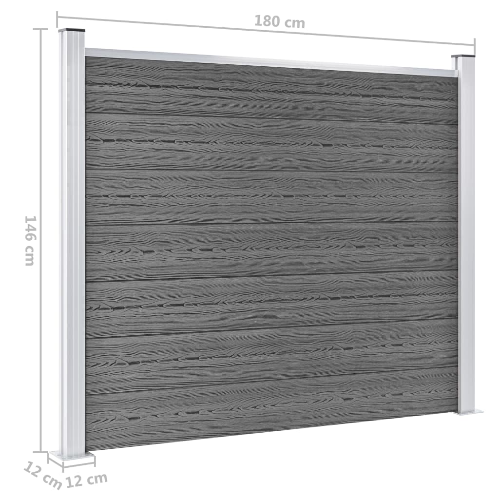 vidaXL Komplet ograjnih panelov WPC 872x146 cm siv