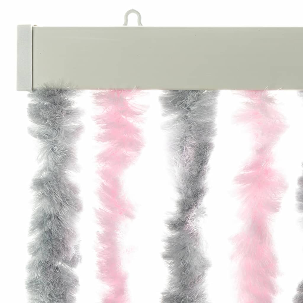 vidaXL Zavesa proti mrčesu srebrno siva in roza 100x200 cm šenilja