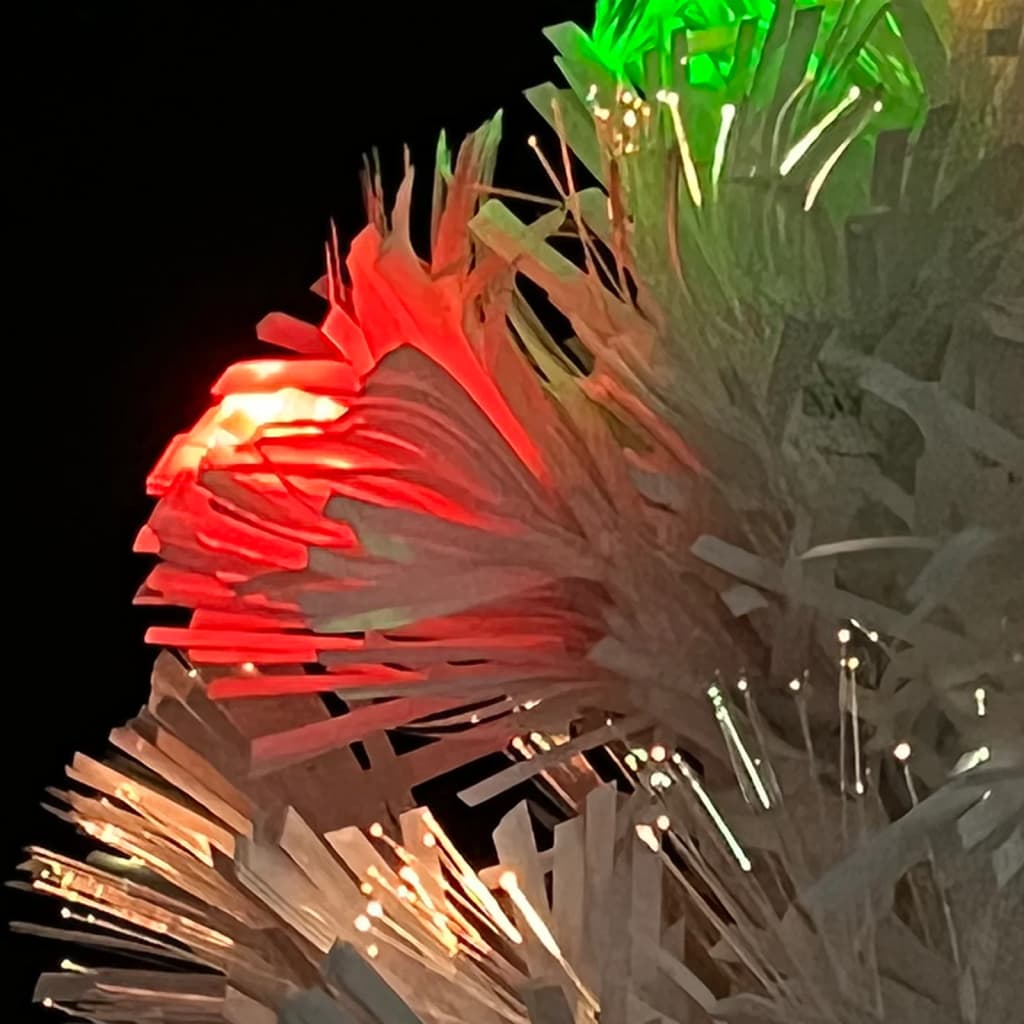 vidaXL Umetna osvetljena novoletna jelka bela 64 cm optična vlakna
