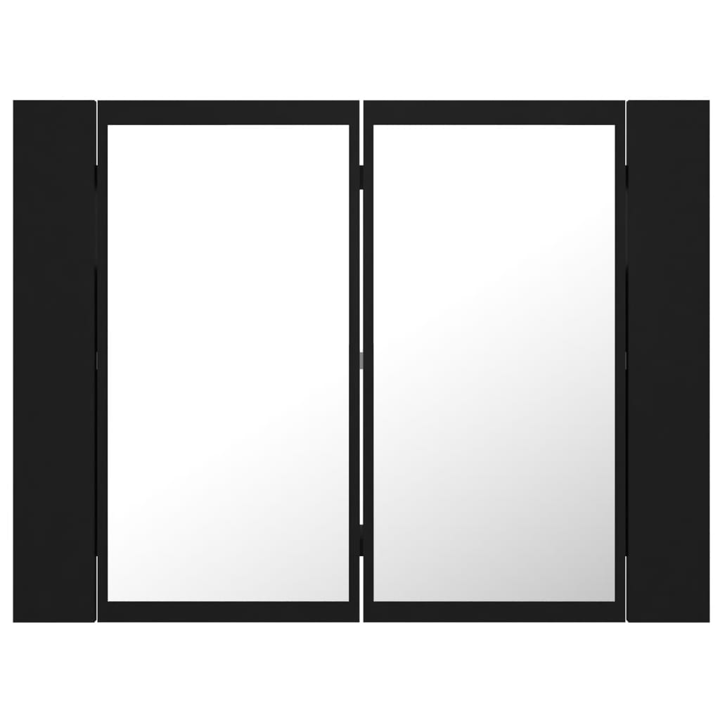 vidaXL LED kopalniška omarica z ogledalom črna 60x12x45 cm