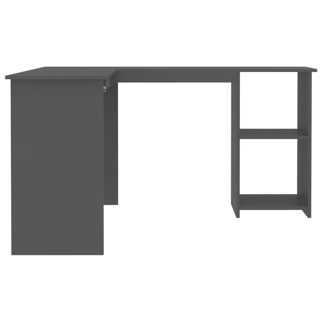 vidaXL Kotna miza L-oblike siva 120x140x75 cm iverna plošča