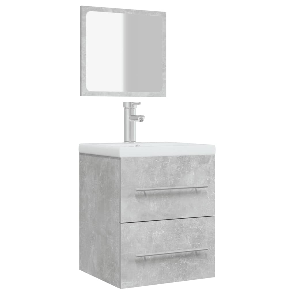 vidaXL Kopalniška omarica z ogledalom betonsko siva 41x38,5x48 cm