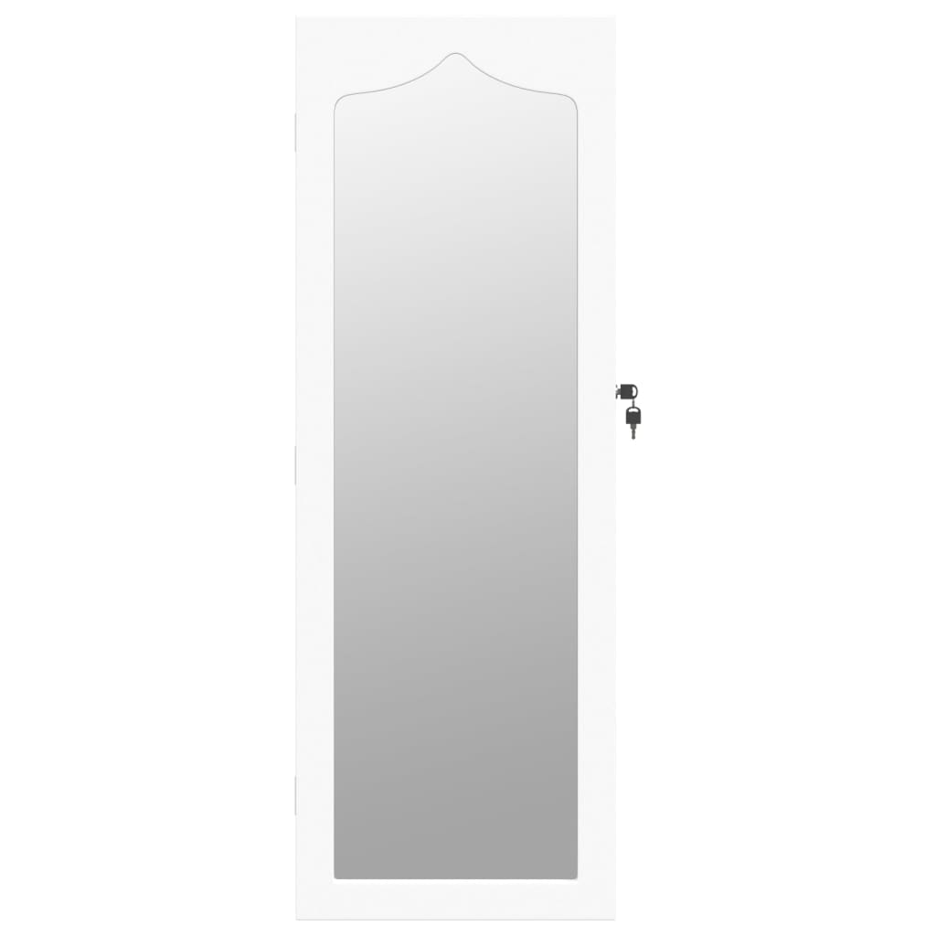 vidaXL Omarica za nakit z ogledalom stenska bela 37,5x10x106 cm