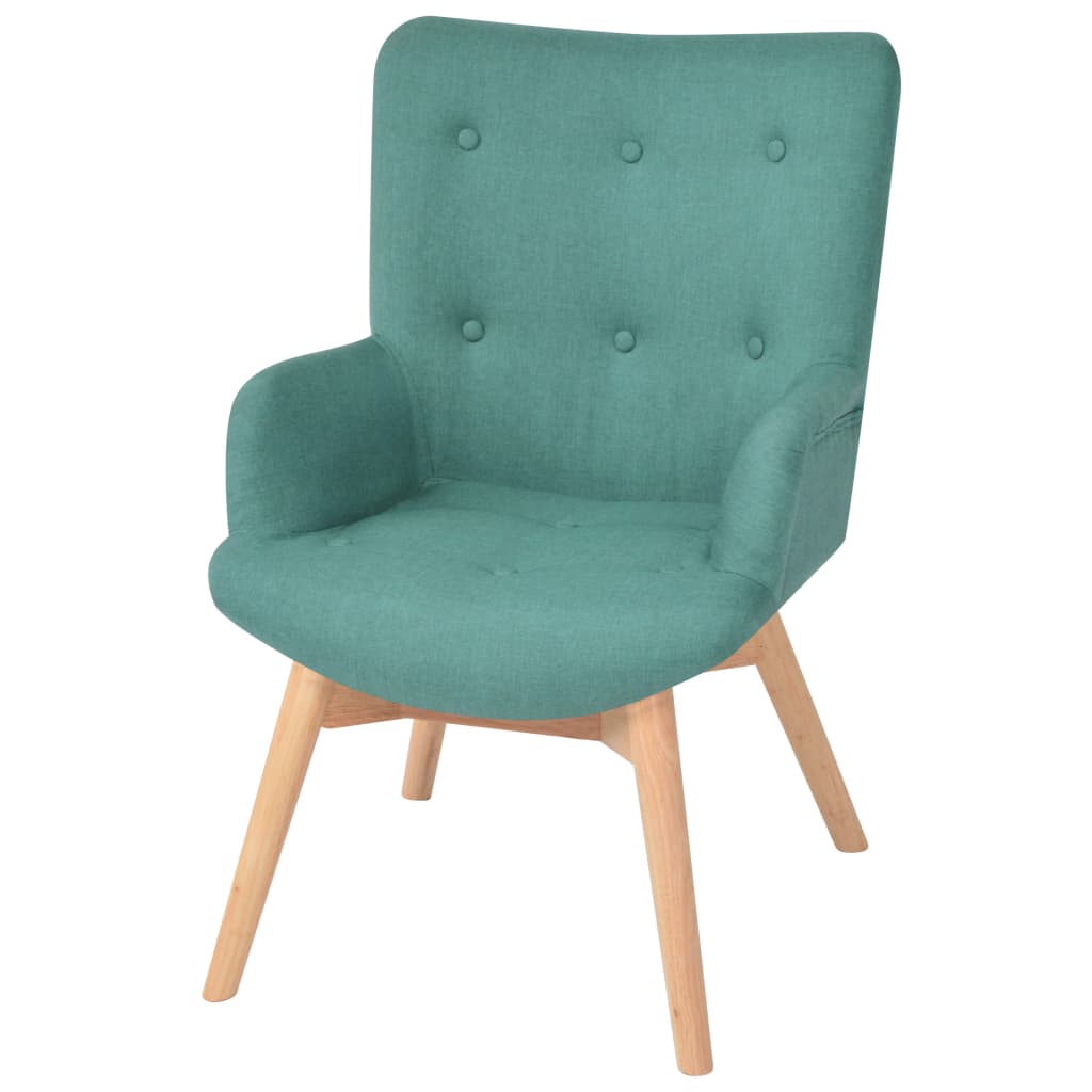 vidaXL Fotelj s stolčkom za noge zeleno blago