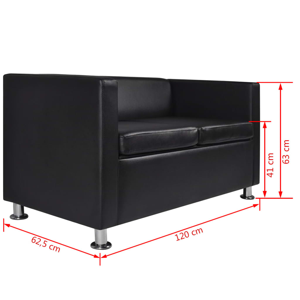 vidaXL Komplet kavčev umetno usnje trosed in dvosed črne barve