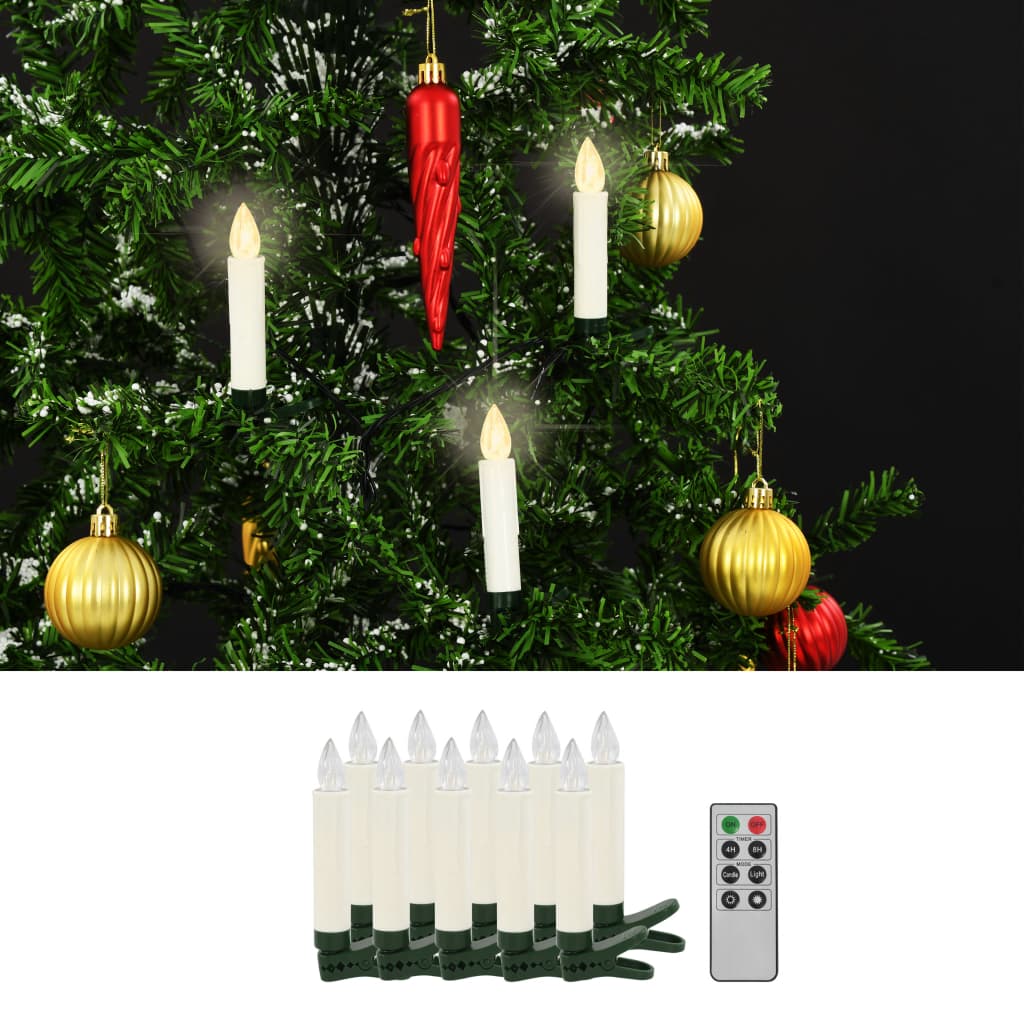 vidaXL Brezžične LED svečke z daljinskim upravljalnikom 10 kosov bele