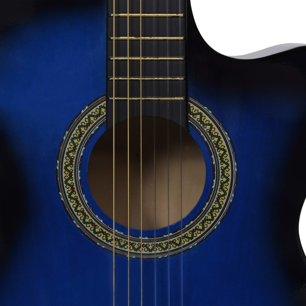 vidaXL Kitara 12-delni komplet z izenačevalnikom s 6 strunami modra
