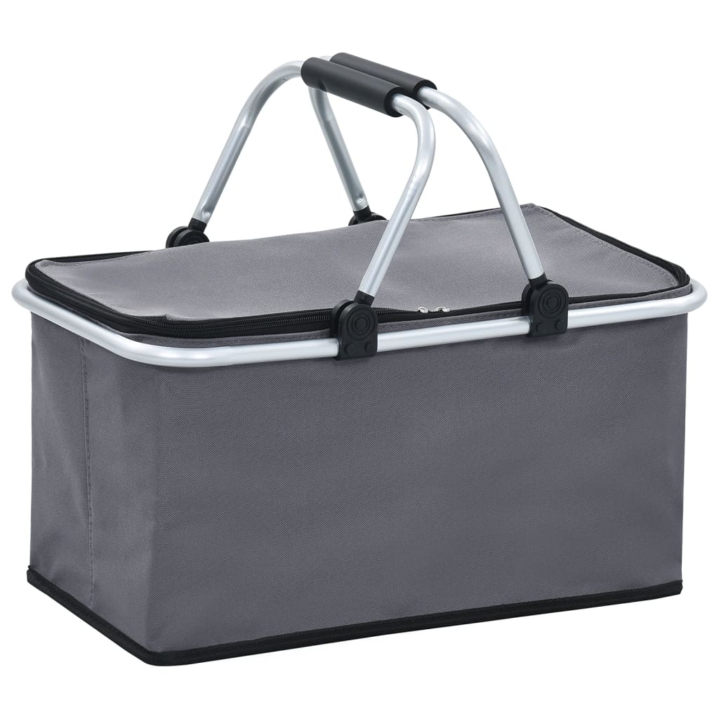 vidaXL Zložljiva hladilna torba siva 46x27x23 cm aluminij