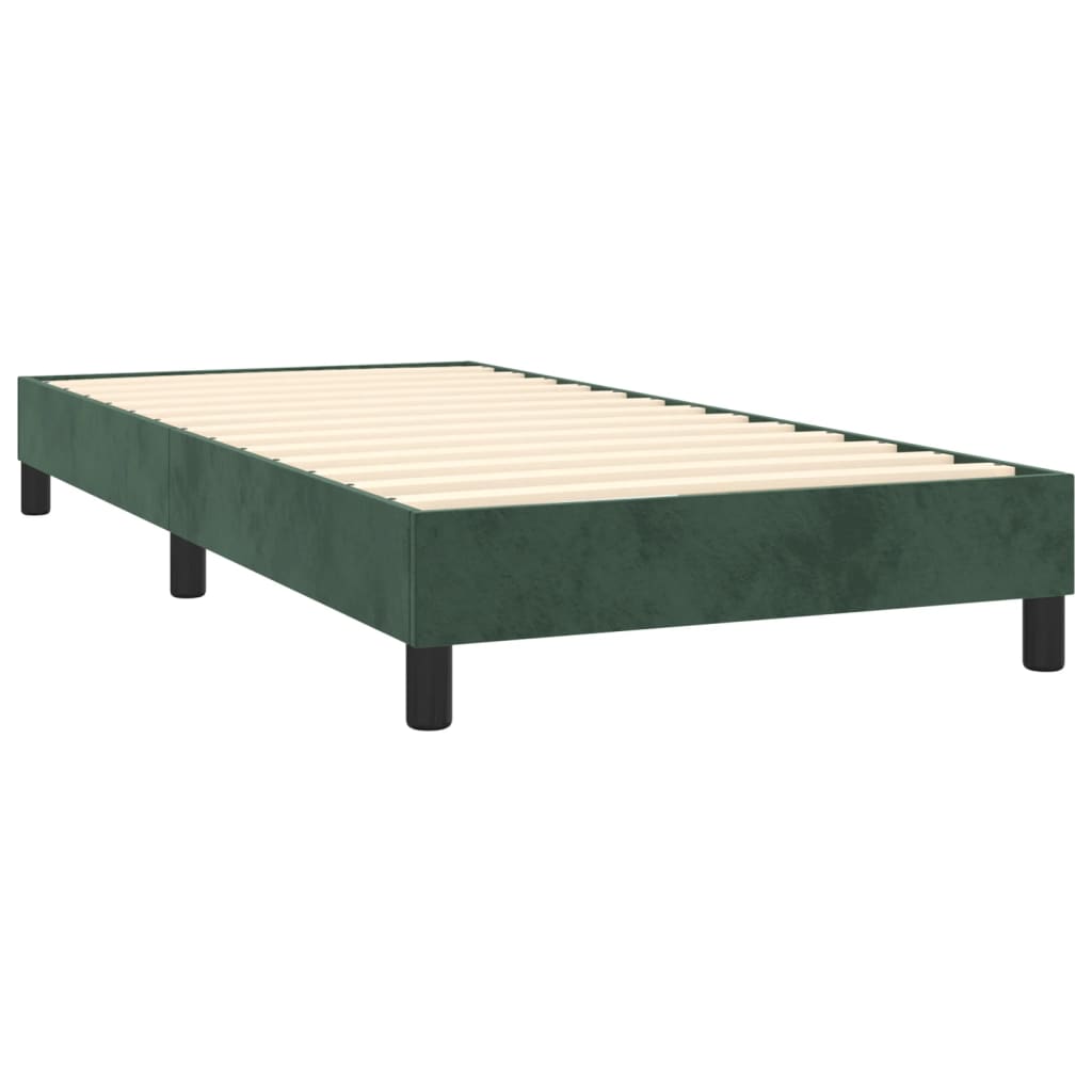 vidaXL Box spring postelja z vzmetnico temno zelena 100x200 cm žamet