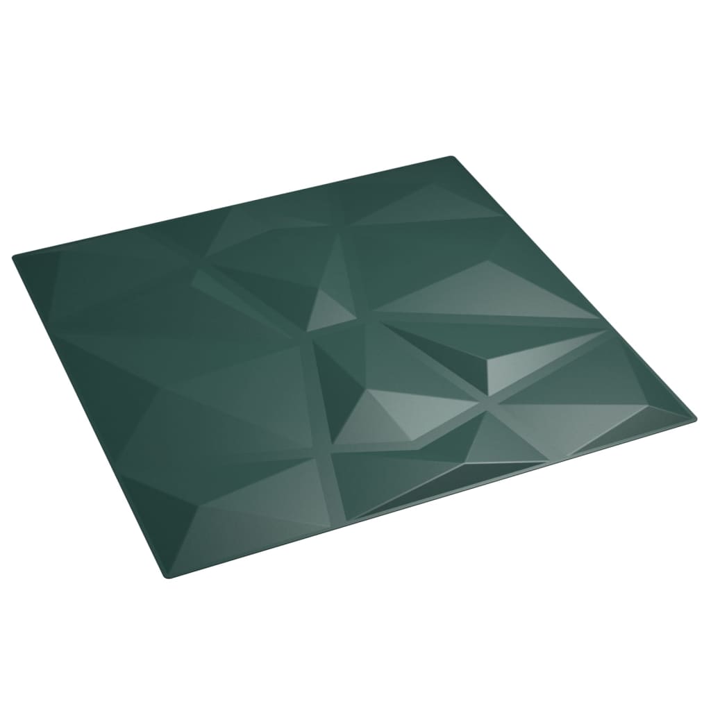 vidaXL Stenski paneli 48 kosov zeleni 50x50 cm XPS 12 m² diamant