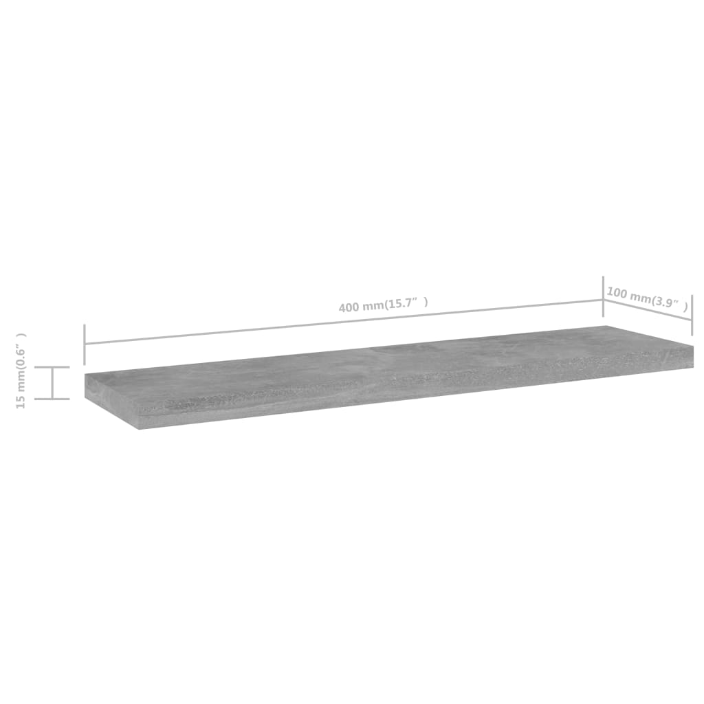 vidaXL Dodatne police za omaro 8 kosov betonsko sive 40x10x1,5 cm