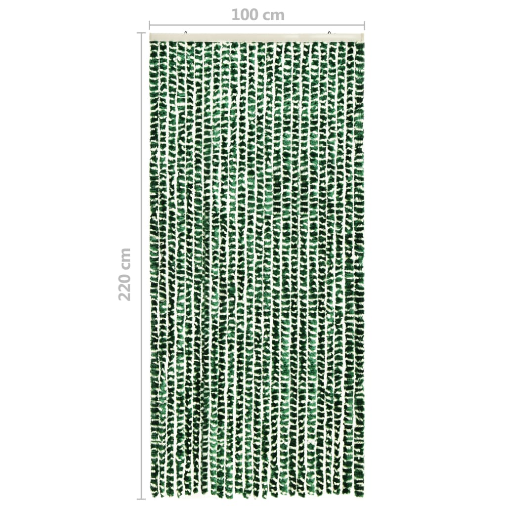 vidaXL Zavesa proti mrčesu zelena in bela 100x220 cm šenilja