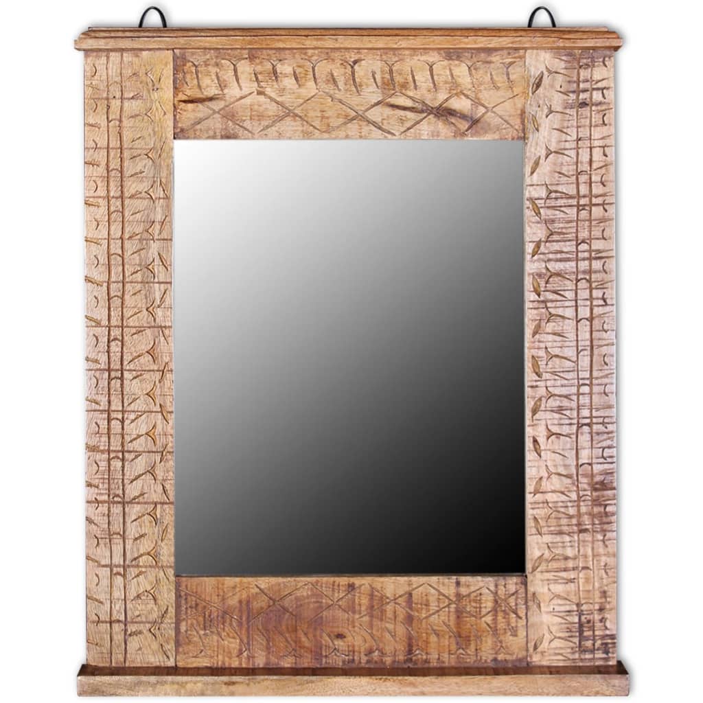 vidaXL Kopalniška omarica z ogledalom trden mangov les