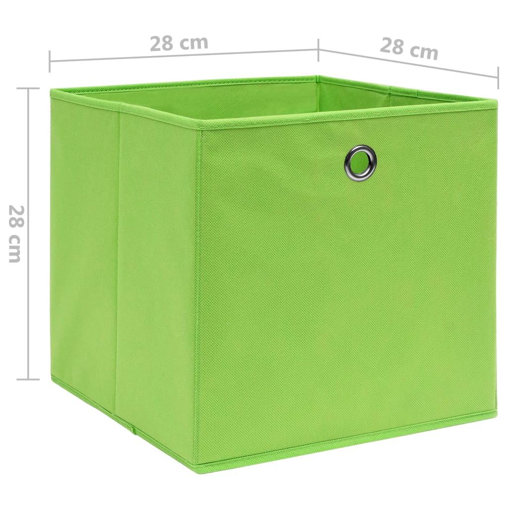 vidaXL Škatle 4 kosi netkano blago 28x28x28 cm zelene