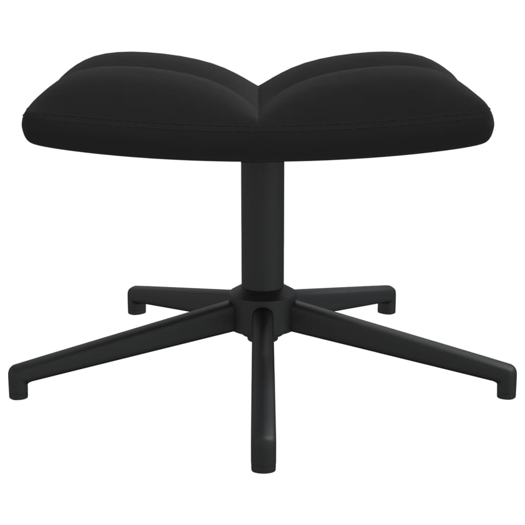 vidaXL Stol za sproščanje s stolčkom črn žamet