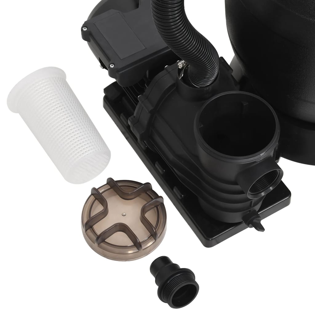 vidaXL Peščeni filter za bazene s predfiltrom črn