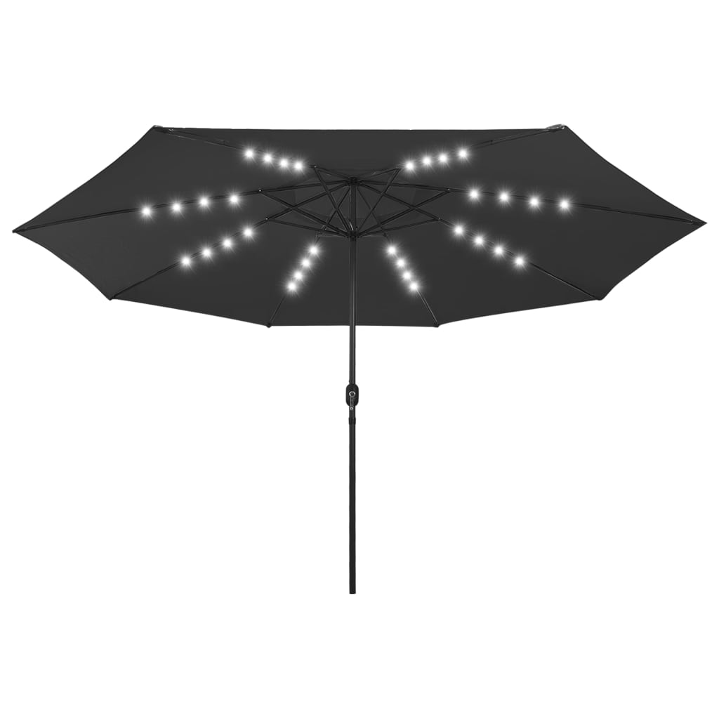 vidaXL Zunanji senčnik z LED Lučkami 400 cm črn