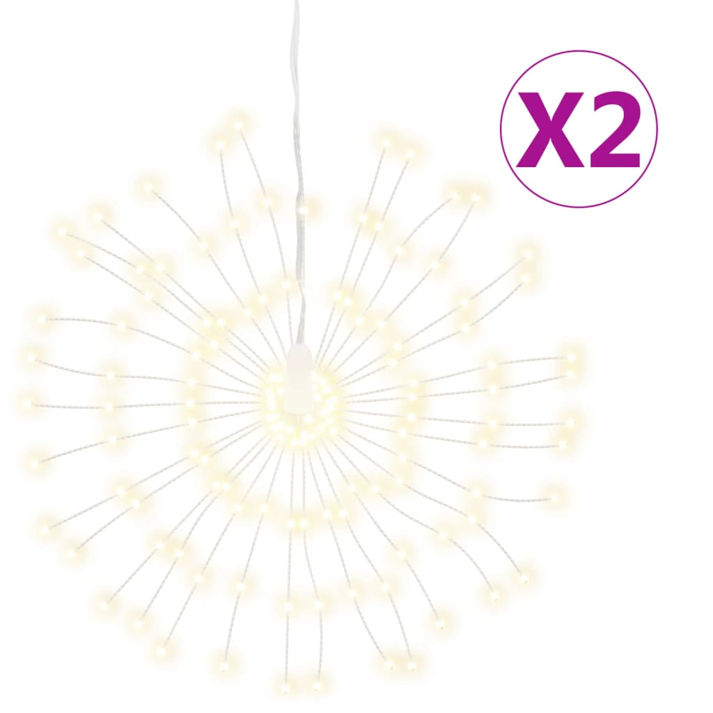 vidaXL Božične zvezdne lučke 140 LED 2 kosa toplo bele 17 cm