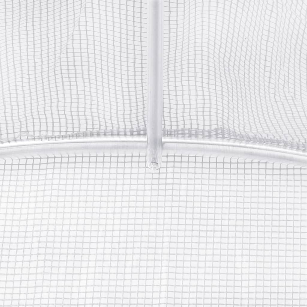 vidaXL Rastlinjak z jeklenim okvirjem bel 18 m² 6x3x2 m