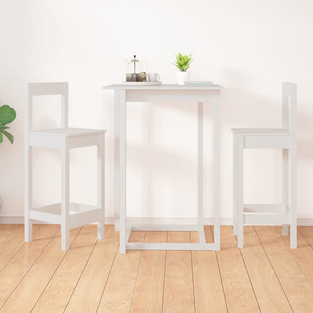 vidaXL Barski stoli 2 kosa bele barve 40x41,5x112 cm trdna borovina